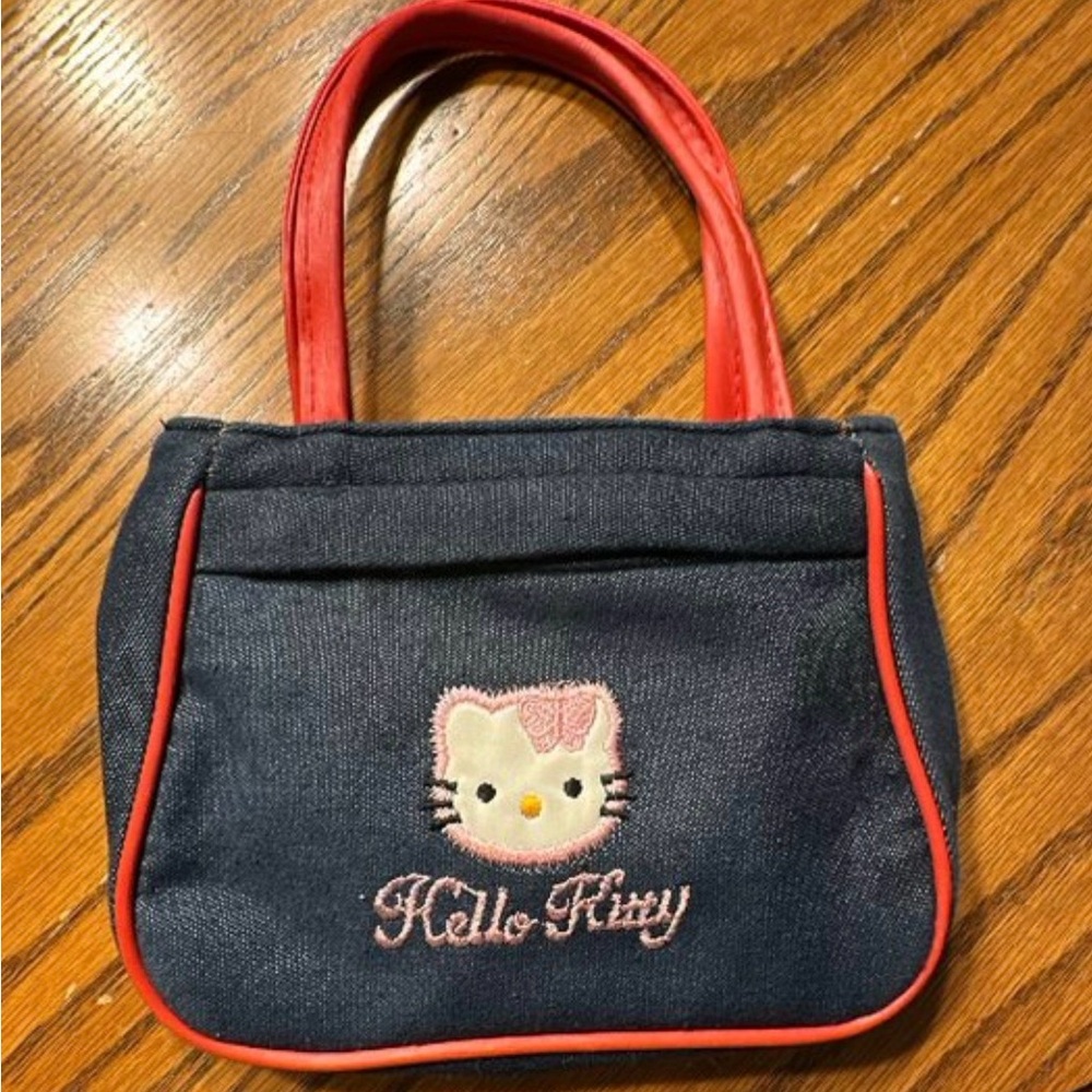 Hello Kitty Denim Mini Twee Tote Bag with Pink Trim